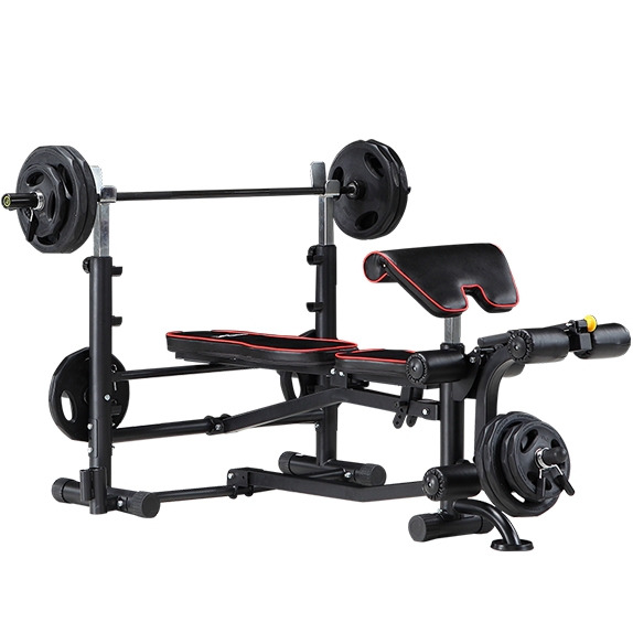 金年会 BK3011多功能卧推架举重床综合训练器健身器材 BK3011+60KG杠铃片+1.8米杆